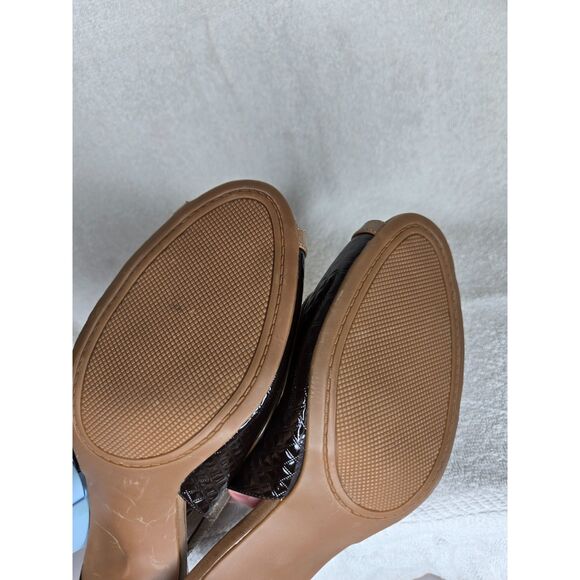 Etienne Aigner Vintage Womens Kitten Heels Size 11 Brown Tan Peep Toe Sling Back - Picture 7 of 7
